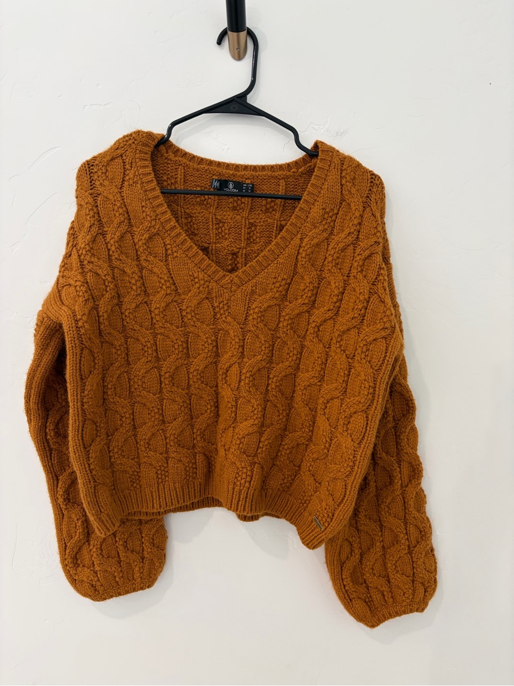 Volcom Oversized Cable Knit Balloon Sleeve Sweater L